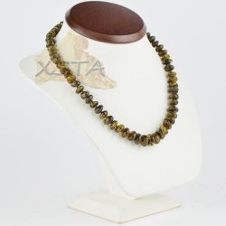 Amber necklace polished green beads for adults